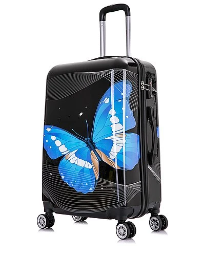 Black Butterfly Prints Hardside Luggage 24in Home 3 Black Butterfly Prints Hardside Luggage 24in Home