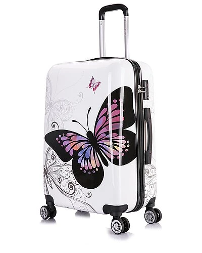 Butterfly Print Hardside Luggage 24in Home 3 Butterfly Print Hardside Luggage 24in Home
