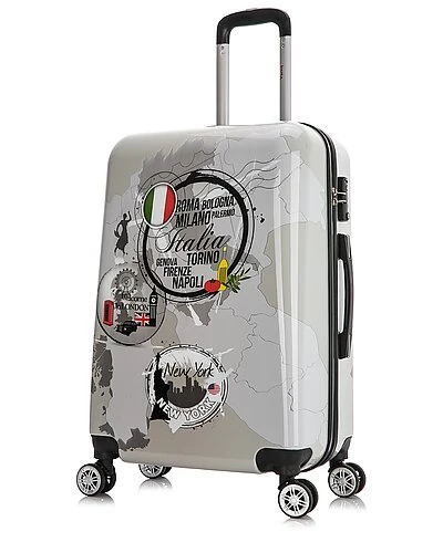 World Print Lightweight Hardside Luggage 24in Home 3 World Print Lightweight Hardside Luggage 24in Home