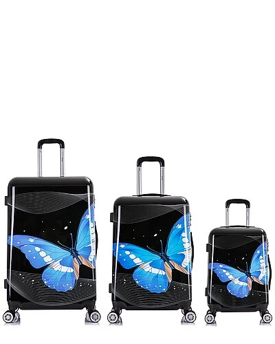 Black Butterfly Prints Lightweight Hardside Spinner Home 3 Black Butterfly Prints Lightweight Hardside Spinner Home