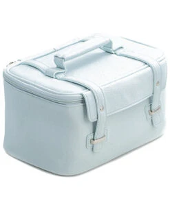 Light Blue Leatherette Travel Makeup Case Home